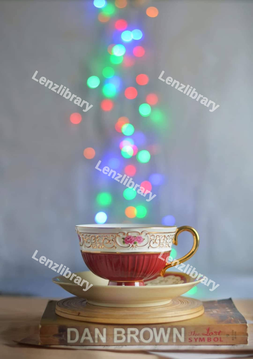 A red and white tea cup